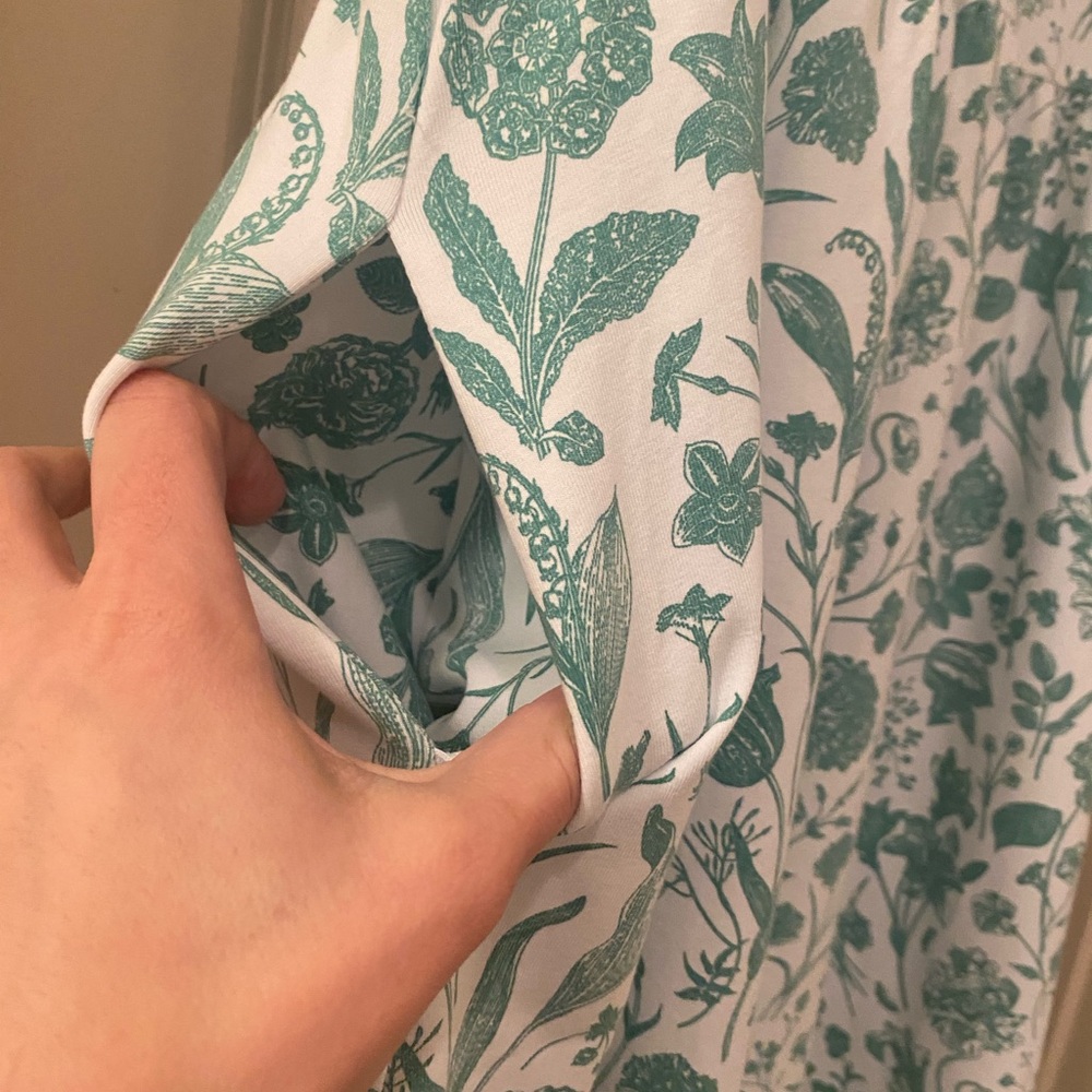 Duffield Lane NWT Large Green Botanical Toile Floral Cotton Blend Dress - Picture 4 of 8